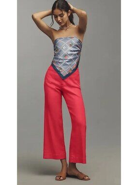 Maeve Colette Linen Stretch Wide Leg Pants Pink 20W PLUS SIZE